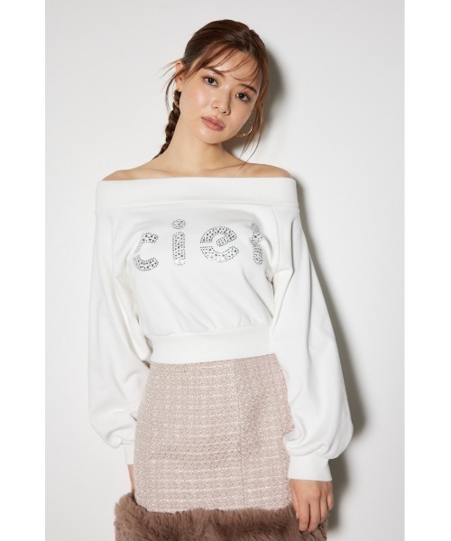 rienda（リエンダ）の「オフショルビッグロゴスウェットトップス 秋服 冬服 トレーナー（スウェット・レディース・ホワイト/ピンク/グレー・FREE）」の19枚目の写真