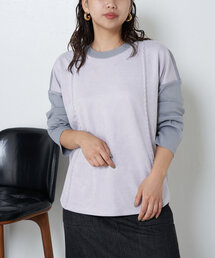 Jena espace merveilleux（ジェナ　エスパスメルヴェイユ）の「スエード切替リブプルオーバー（Tシャツ/カットソー）」