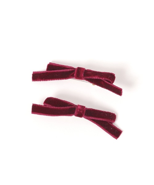 niko and...（ニコアンド）の「WベロアリボンSETクリップ（バレッタ/ヘアクリップ・レディース・ボルドー/ブラック/グレー・0）」の3枚目の写真