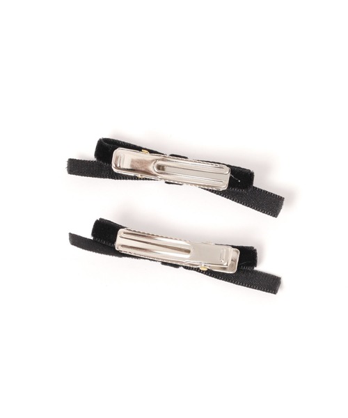 niko and...（ニコアンド）の「WベロアリボンSETクリップ（バレッタ/ヘアクリップ・レディース・ボルドー/ブラック/グレー・0）」の4枚目の写真