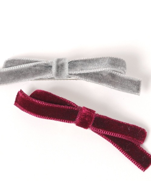 niko and...（ニコアンド）の「WベロアリボンSETクリップ（バレッタ/ヘアクリップ・レディース・ボルドー/ブラック/グレー・0）」の7枚目の写真