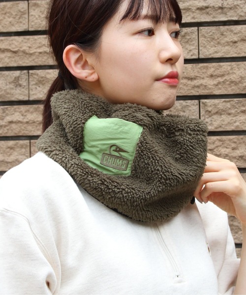 CHUMS（チャムス）の「CHUMS/チャムス　ボンディング フリース ネックウォーマー　Bonding Fleece Neck Warmer（ネックウォーマー/スヌード・メンズ・ベージュ/オリーブ/ブラック/ライトグレー・FREE）」の8枚目の写真