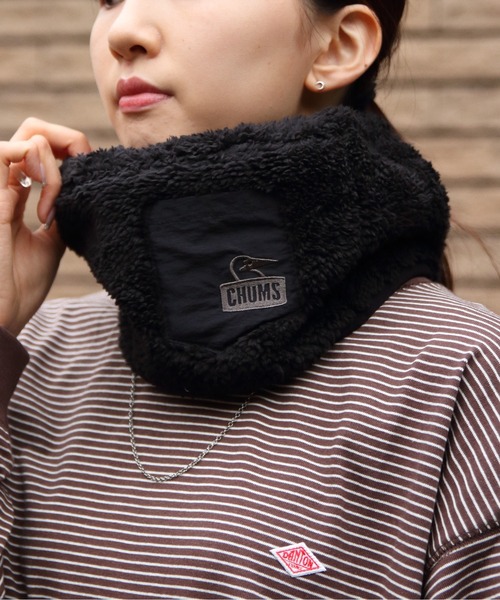 CHUMS（チャムス）の「CHUMS/チャムス　ボンディング フリース ネックウォーマー　Bonding Fleece Neck Warmer（ネックウォーマー/スヌード・メンズ・ベージュ/オリーブ/ブラック/ライトグレー・FREE）」の15枚目の写真