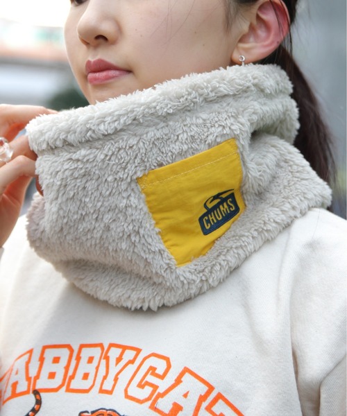 CHUMS（チャムス）の「CHUMS/チャムス　ボンディング フリース ネックウォーマー　Bonding Fleece Neck Warmer（ネックウォーマー/スヌード・メンズ・ベージュ/オリーブ/ブラック/ライトグレー・FREE）」の11枚目の写真