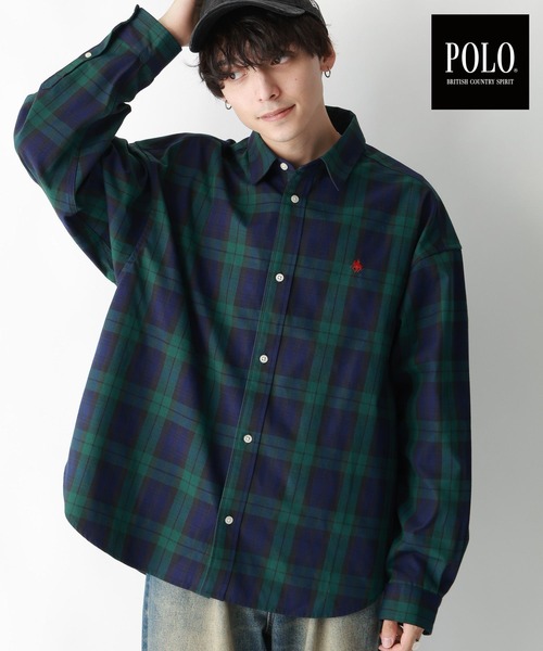 POLO BCS（ポロ ビーシーエス）の「【POLO BCS/ポロ・ビーシーエス】オーバーサイズチェックシャツ（シャツ/ブラウス・メンズ・グリーン系その他/ブルー系その他・MEDIUM/LARGE）」の2枚目の写真