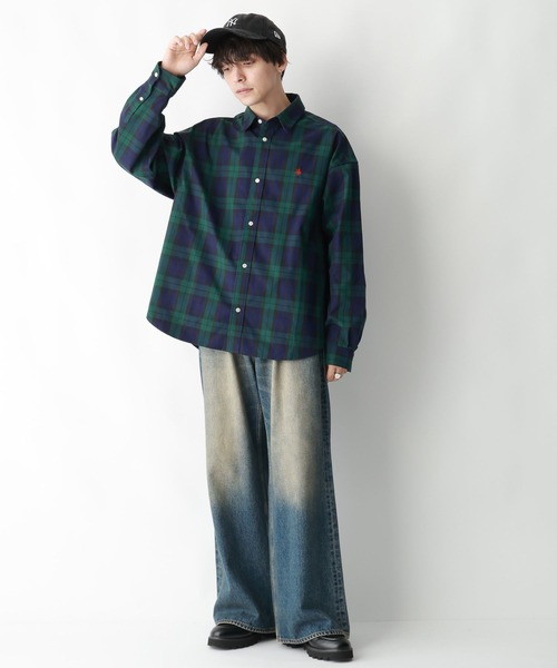 POLO BCS（ポロ ビーシーエス）の「【POLO BCS/ポロ・ビーシーエス】オーバーサイズチェックシャツ（シャツ/ブラウス・メンズ・グリーン系その他/ブルー系その他・MEDIUM/LARGE）」の3枚目の写真