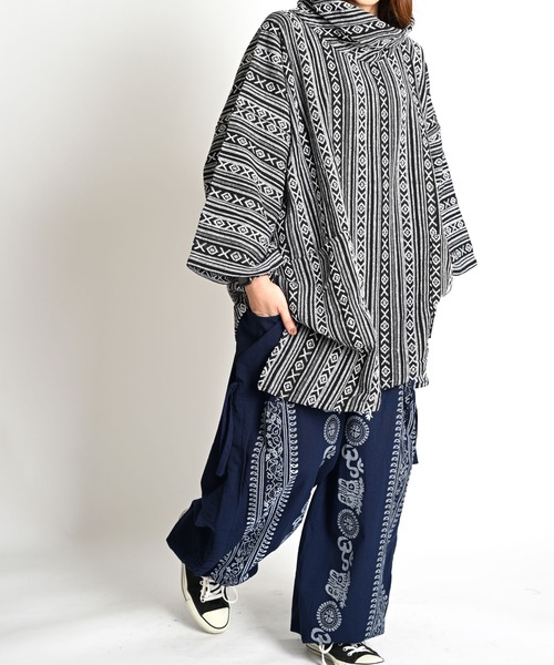 MARAI(マーライ)の「エスニック柄 バルーンカーゴパンツ サルエルパンツ イージーパンツ(カーゴパンツ・レディース・ブラウン/レッド/イエロー/ネイビー/ダークグリーン/ブラック/ブルー/グリーン/オレンジ・FREE)」の11枚目の写真