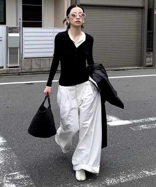 長袖Tシャツ カットソー ガノッシュ フリーサイズ 227-80405 lady レディース カジュアル 新品 正規品 40代 50代 AW 秋 冬  ganosch lsquare KOEISTORE トップス レディース tシャツ 長袖 カットソー 白