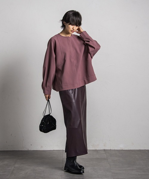 MAYSON GREY(メイソングレイ)の「パネル切替ドルマンブラウス≪洗濯機で洗える≫(シャツ/ブラウス・レディース・オフホワイト/チャコールグレー/ボルドー・M)」の11枚目の写真