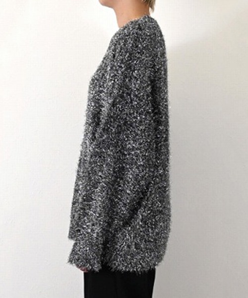 スタイルブロック STYLEBLOCK グリッターニットクルーネックプルオーバー （ブラック） セール】グリッターニットクルーネックプルオーバー（ニット