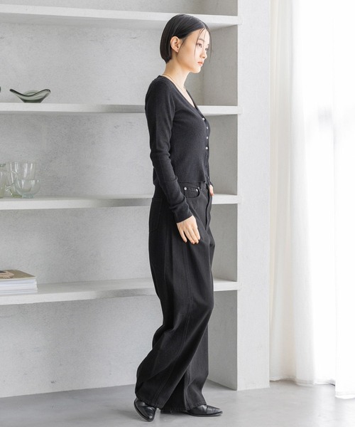 A part by（アパートバイ）の「14GシアーウールVネックカーディガン（カーディガン/ボレロ・レディース・ライトグレー/オフホワイト/ブラック・FREE）」の15枚目の写真