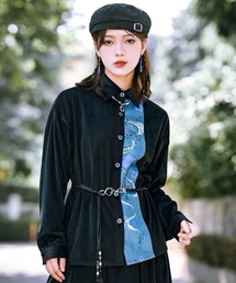 ブラウス シャツ A'GEM/9 × .kom 「PLACE STUDIO/プレイススタジオ」 Puff sleeve link logo embro A'GEM/9 × .kom 『PLACE STUDIO/プレイススタジオ』 Puff sleeve