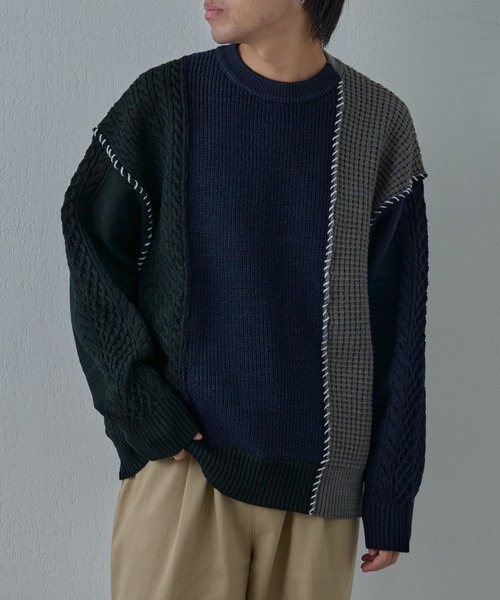 COLONY 2139（コロニートゥーワンスリーナイン）の「クレイジードッキングニット（ニット/セーター・メンズ・ネイビー/ブラック・MEDIUM/LARGE）」の7枚目の写真