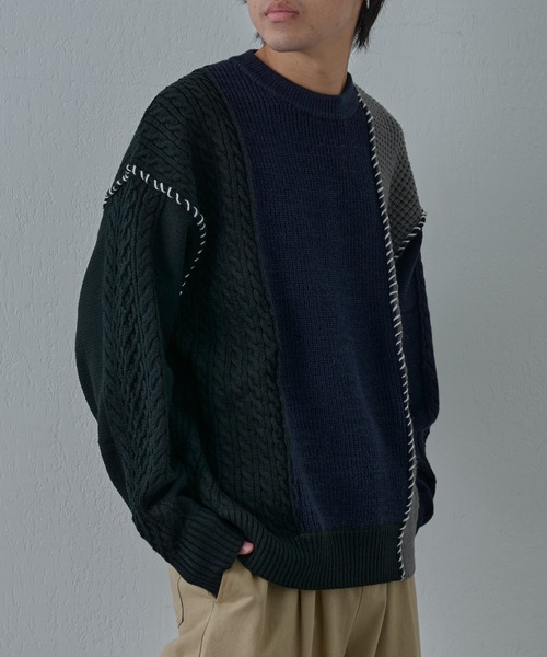 COLONY 2139（コロニートゥーワンスリーナイン）の「クレイジードッキングニット（ニット/セーター・メンズ・ネイビー/ブラック・MEDIUM/LARGE）」の10枚目の写真
