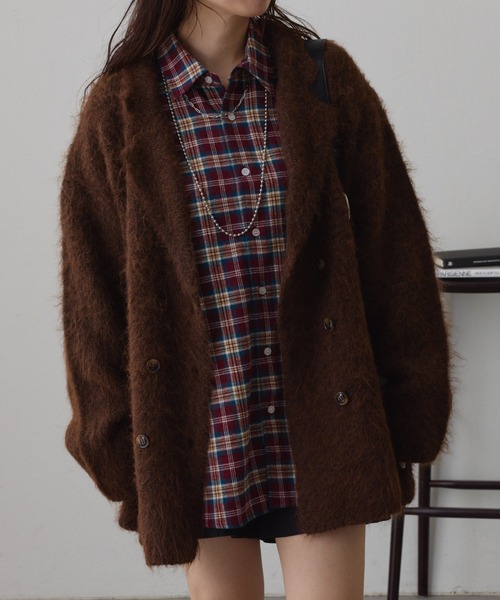 NUNIFE(ユニフィー)の「【UNISEX】ニットジャケット(テーラードジャケット・レディース・ブラウン/ネイビー/スミクロ・FREE)」の3枚目の写真