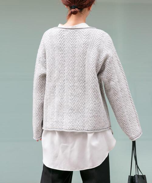 FORK&SPOON（フォークアンドスプーン）の「FORK&SPOON　ヘリンボーンニットプルオーバー（ニット/セーター・レディース・チャコールグレー/グレー/ブラウン・1）」の7枚目の写真