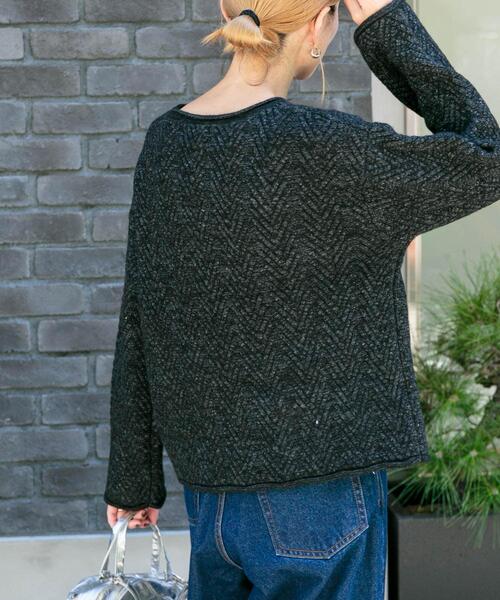 FORK&SPOON（フォークアンドスプーン）の「FORK&SPOON　ヘリンボーンニットプルオーバー（ニット/セーター・レディース・チャコールグレー/グレー/ブラウン・1）」の18枚目の写真