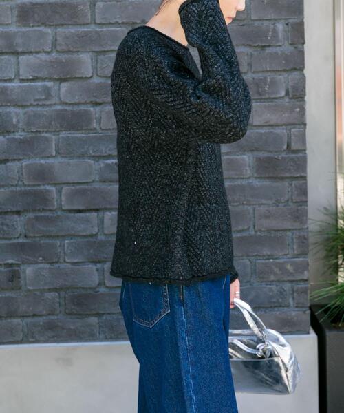 FORK&SPOON（フォークアンドスプーン）の「FORK&SPOON　ヘリンボーンニットプルオーバー（ニット/セーター・レディース・チャコールグレー/グレー/ブラウン・1）」の19枚目の写真