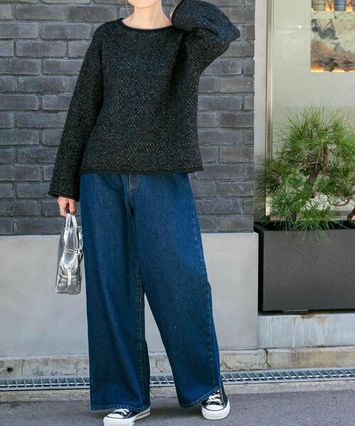 FORK&SPOON（フォークアンドスプーン）の「FORK&SPOON　ヘリンボーンニットプルオーバー（ニット/セーター・レディース・チャコールグレー/グレー/ブラウン・1）」の21枚目の写真