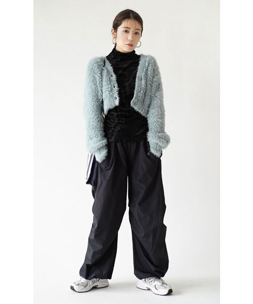 MIMIMEMETE（ミミメメット）の「DOUGHY SHAGGY KNIT［ショートカーディガン］（ニット/セーター・レディース・ブラック/サックスブルー/レッド/アイボリー・フリー）」の13枚目の写真