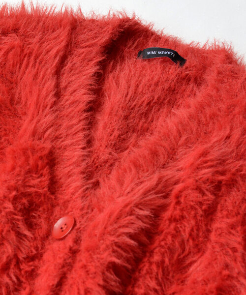 MIMIMEMETE（ミミメメット）の「DOUGHY SHAGGY KNIT［ショートカーディガン］（ニット/セーター・レディース・ブラック/サックスブルー/レッド/アイボリー・フリー）」の9枚目の写真
