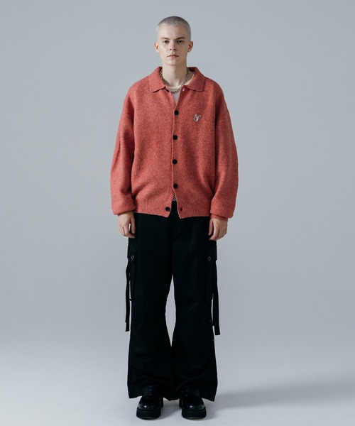 ajouter flow】af metal logo knit collared cardigan（カーディガン