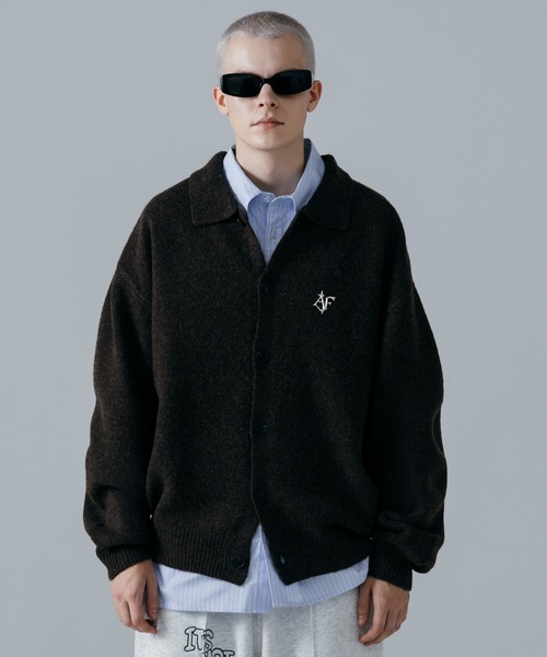 ajouter flow】af metal logo knit collared cardigan（カーディガン