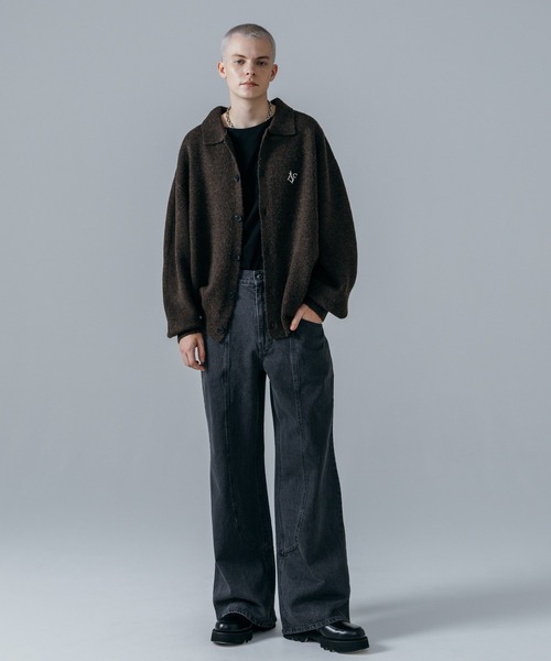 ajouter flow】af metal logo knit collared cardigan（カーディガン