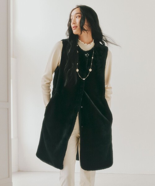 【セール】フェイクファーロングジレ（ベスト）｜SCARF（スカーフ）