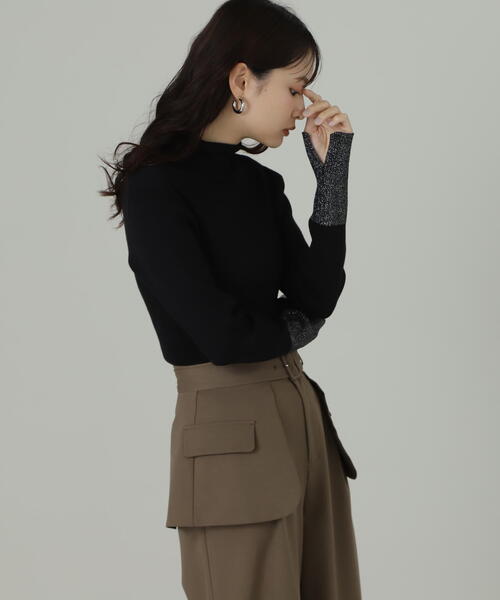 N.（N. Natural Beauty Basic）（エヌエヌナチュラルビューティーベーシック）の「◆タートルネックスリットラメリブニット（ニット/セーター・レディース・ホワイト系その他/ブラック系その他・MEDIUM）」の11枚目の写真