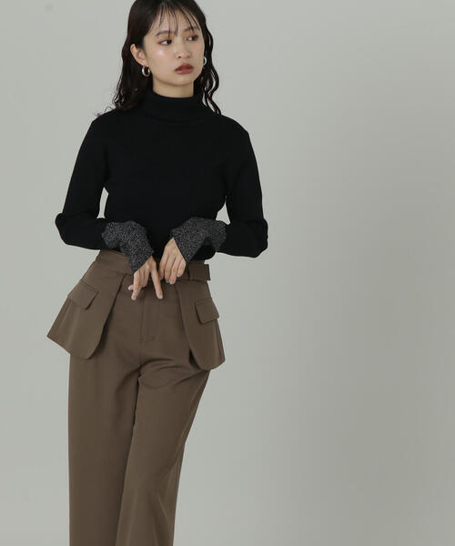 N.（N. Natural Beauty Basic）（エヌエヌナチュラルビューティーベーシック）の「◆タートルネックスリットラメリブニット（ニット/セーター・レディース・ホワイト系その他/ブラック系その他・MEDIUM）」の12枚目の写真