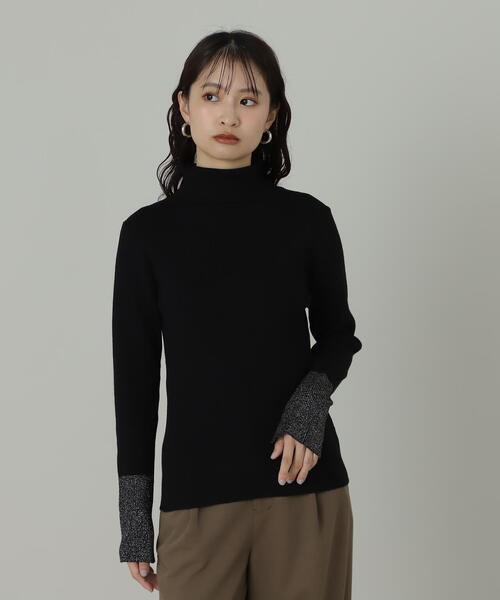 N.（N. Natural Beauty Basic）（エヌエヌナチュラルビューティーベーシック）の「◆タートルネックスリットラメリブニット（ニット/セーター・レディース・ホワイト系その他/ブラック系その他・MEDIUM）」の16枚目の写真