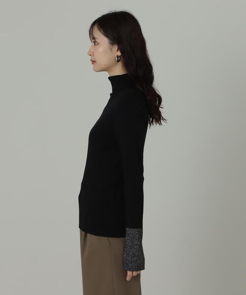 N.（N. Natural Beauty Basic）（エヌエヌナチュラルビューティーベーシック）の「◆タートルネックスリットラメリブニット（ニット/セーター・レディース・ホワイト系その他/ブラック系その他・MEDIUM）」の17枚目の写真