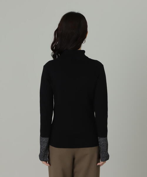 N.（N. Natural Beauty Basic）（エヌエヌナチュラルビューティーベーシック）の「◆タートルネックスリットラメリブニット（ニット/セーター・レディース・ホワイト系その他/ブラック系その他・MEDIUM）」の18枚目の写真