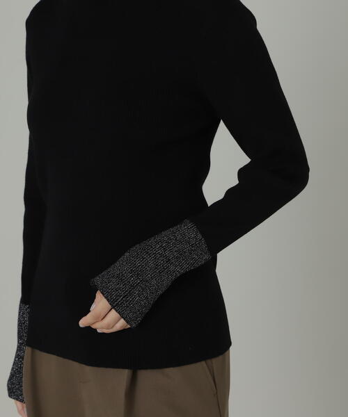 N.（N. Natural Beauty Basic）（エヌエヌナチュラルビューティーベーシック）の「◆タートルネックスリットラメリブニット（ニット/セーター・レディース・ホワイト系その他/ブラック系その他・MEDIUM）」の21枚目の写真