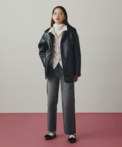 N.（N. Natural Beauty Basic）（エヌエヌナチュラルビューティーベーシック）の「◆タートルネックスリットラメリブニット（ニット/セーター・レディース・ホワイト系その他/ブラック系その他・MEDIUM）」の3枚目の写真