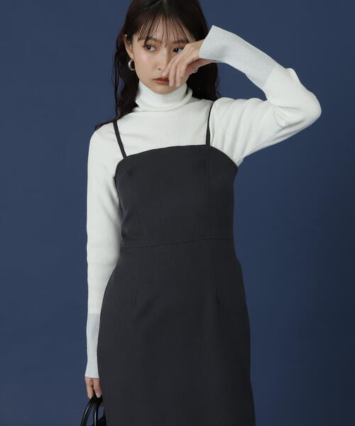 N.（N. Natural Beauty Basic）（エヌエヌナチュラルビューティーベーシック）の「◆タートルネックスリットラメリブニット（ニット/セーター・レディース・ホワイト系その他/ブラック系その他・MEDIUM）」の4枚目の写真