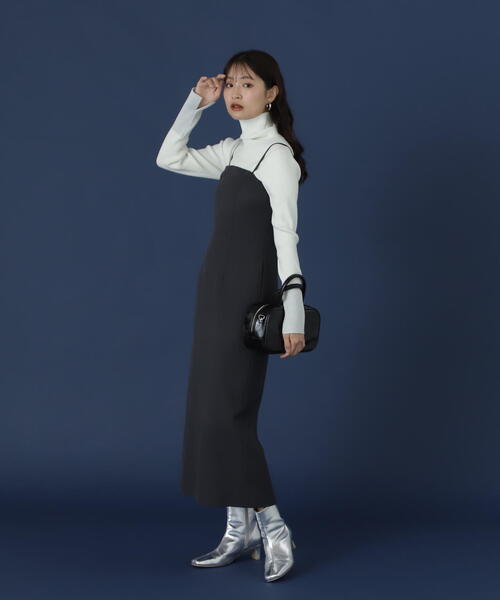 N.（N. Natural Beauty Basic）（エヌエヌナチュラルビューティーベーシック）の「◆タートルネックスリットラメリブニット（ニット/セーター・レディース・ホワイト系その他/ブラック系その他・MEDIUM）」の9枚目の写真