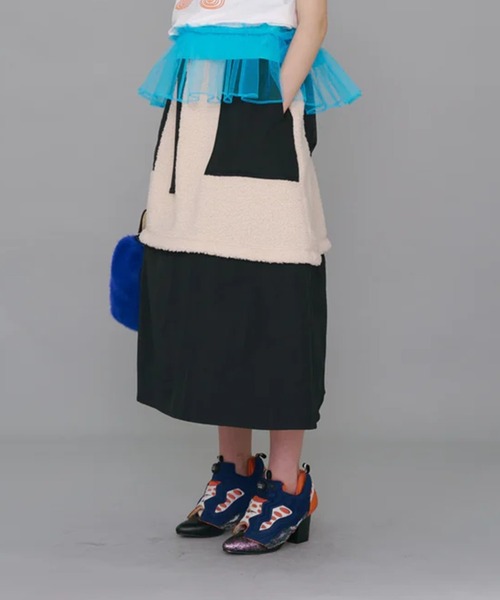 NON TOKYO(ノントーキョー)の「【NON TOKYO/ノントーキョー】2WAY BOA SKIRT/2WAYボアスカート(スカート・レディース・ブラック/アイボリー・FREE)」の1枚目の写真