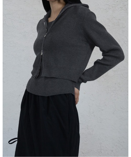 3.3 Field Trip （3.3フィールドトリップ）の「3.3 Field Trip／ニットZIPUPセット（カーディガン/ボレロ・レディース・ネイビー/ダークグレー・FREE）」の12枚目の写真