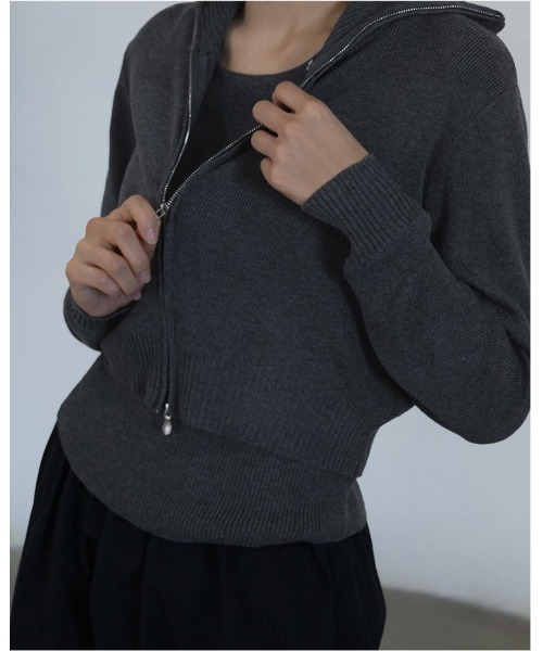 3.3 Field Trip （3.3フィールドトリップ）の「3.3 Field Trip／ニットZIPUPセット（カーディガン/ボレロ・レディース・ネイビー/ダークグレー・FREE）」の11枚目の写真