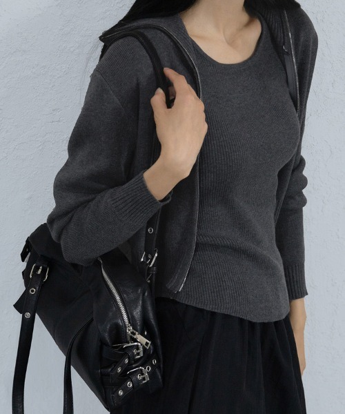 3.3 Field Trip （3.3フィールドトリップ）の「3.3 Field Trip／ニットZIPUPセット（カーディガン/ボレロ・レディース・ネイビー/ダークグレー・FREE）」の9枚目の写真