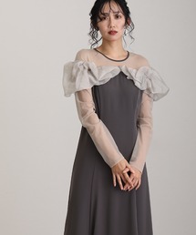 袖あり&ミモレ丈 同窓会 ラッフル お呼ばれ 結婚式 フォーマル オケージョンドレス パーティー ドレス 二次会 成人式 謝恩会 20代 30代
