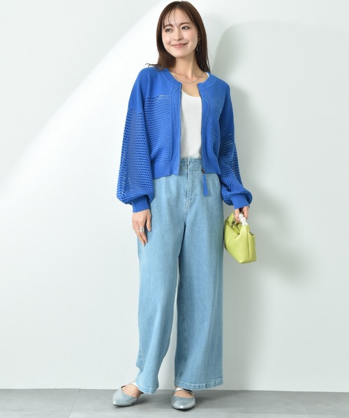 INTERPLANET（インタープラネット）の「メッシュニットＺＩＰブルゾン（カーディガン/ボレロ・レディース・チャコールグレー/ブルー/グレイッシュベージュ/アイボリー・FREE）」の14枚目の写真