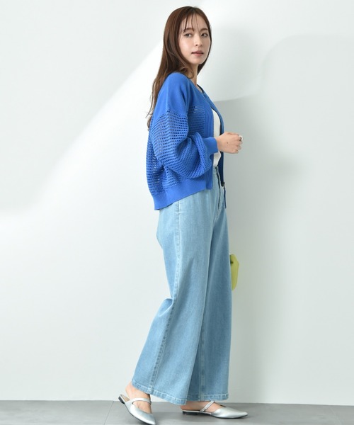 INTERPLANET（インタープラネット）の「メッシュニットＺＩＰブルゾン（カーディガン/ボレロ・レディース・チャコールグレー/ブルー/グレイッシュベージュ/アイボリー・FREE）」の15枚目の写真