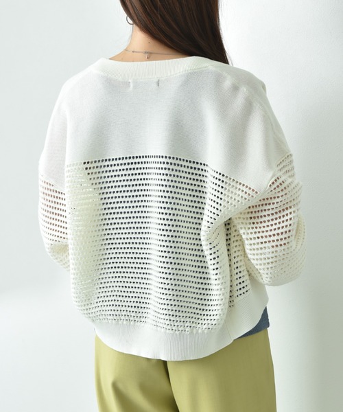 INTERPLANET（インタープラネット）の「メッシュニットＺＩＰブルゾン（カーディガン/ボレロ・レディース・チャコールグレー/ブルー/グレイッシュベージュ/アイボリー・FREE）」の11枚目の写真