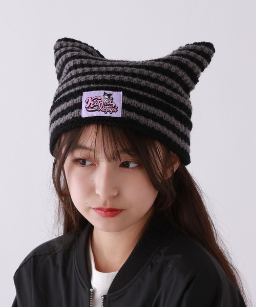クロミ ニット帽 GALFY KUROMI ふわふわ猫耳ニットCAP