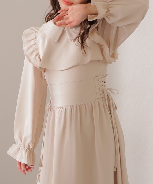 Lace Ladies（レースレディース）の「サイド レースアップ フリル マキシ  ワンピース（ワンピース・レディース・アイボリー/ブルーグレー/ピンク・FREE/S）」の16枚目の写真