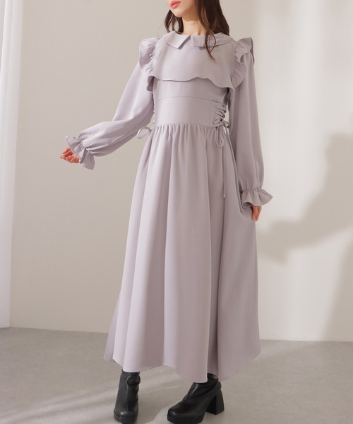 Lace Ladies（レースレディース）の「サイド レースアップ フリル マキシ  ワンピース（ワンピース・レディース・アイボリー/ブルーグレー/ピンク・FREE/S）」の8枚目の写真