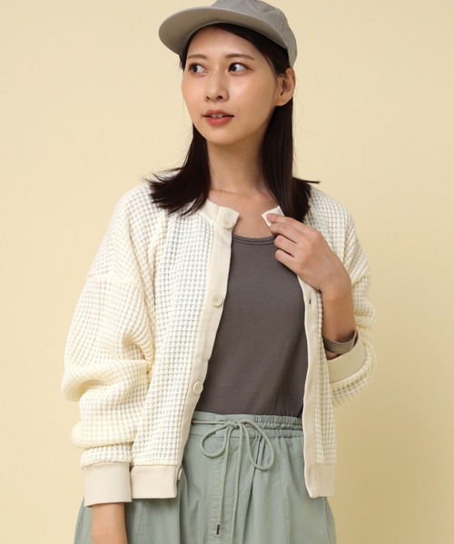 RNA-N(アールエヌエーエヌ)の「M2363 TWO-TONE WAFFLE カーディガン(カーディガン/ボレロ・レディース・オフホワイト/オレンジ/グリーン・FREE)」の12枚目の写真